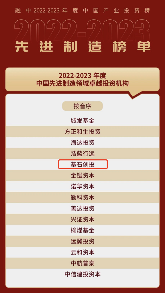 基石创投荣登融中2022-2023年度中国产业投资榜多项榜单｜喜报